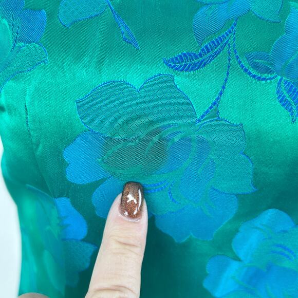 Mid-century green and blue iridescent jacquard silk swing coat and dress - Picture 6 of 8